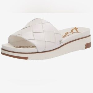 Sam Edelman Adaley Woven White Leather Slides